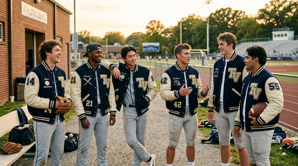 Custom Baseball & Football Letterman Jackets: Team Colors, Numbers, Patches & Bulk Orders