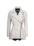 Front view of Women's's White Peplum Leather Jacket
