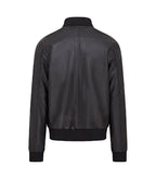 Back view of Black Varsity Bomber Jacket