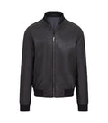 Front view of Black Varsity Bomber Jacket