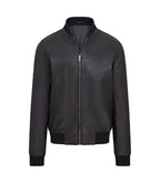 Front view of Black Varsity Bomber Jacket