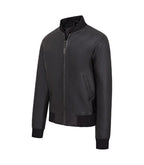 Side view of Black Varsity Bomber Jacket
