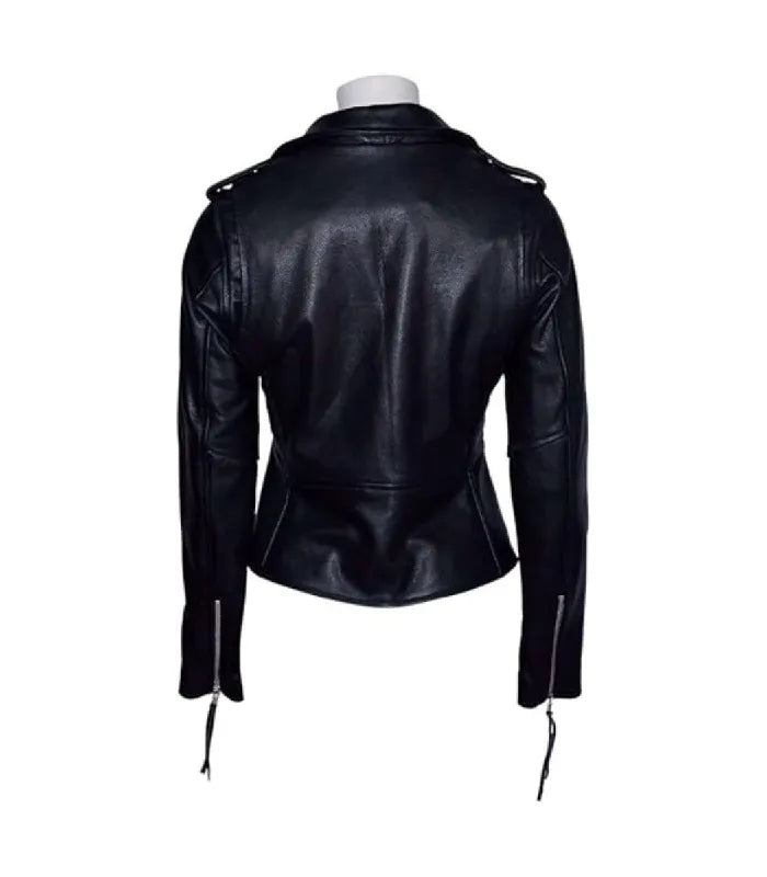 Back view of Women's's Brando Black Leather Biker Jacket