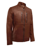 Side view of Brown Bomber Biker Leather Jacket