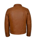 Back view of Brown Leather Trucker Jacket