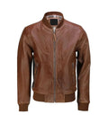 Front view of Brown Varsity Bomber Jacket