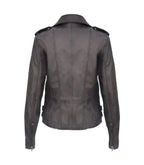 Back view of Ella Grey Biker Leather Jacket