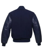 Back view of Navy Varsity Jacket