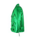 Side view of Men's Green Leather Biker Jacket