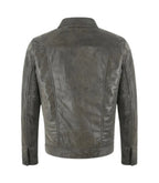 Back view of Grey Leather Trucker Jacket