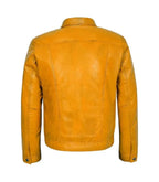 Back view of Yellow Leather Trucker Jacket