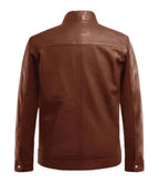 Back view of Brown Bomber Biker Leather Jacket