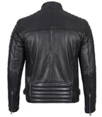 Back view of Men's Black Cafe Racer Leather Jacket