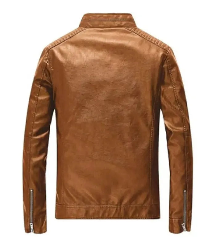 Back view of Men's Brown Motorcycle Leather Jacket