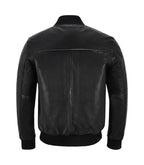 Back view of Men's Black Leather Bomber Jacket