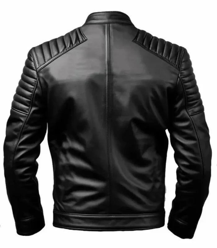 Back view of Black Slim Fit Leather Jacket