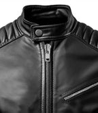 Side view of Black Slim Fit Leather Jacket