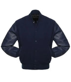 Side view of Navy Varsity Jacket