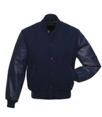 Front view of Navy Varsity Jacket