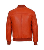 Back view of Orange Leather Bomber Jacket