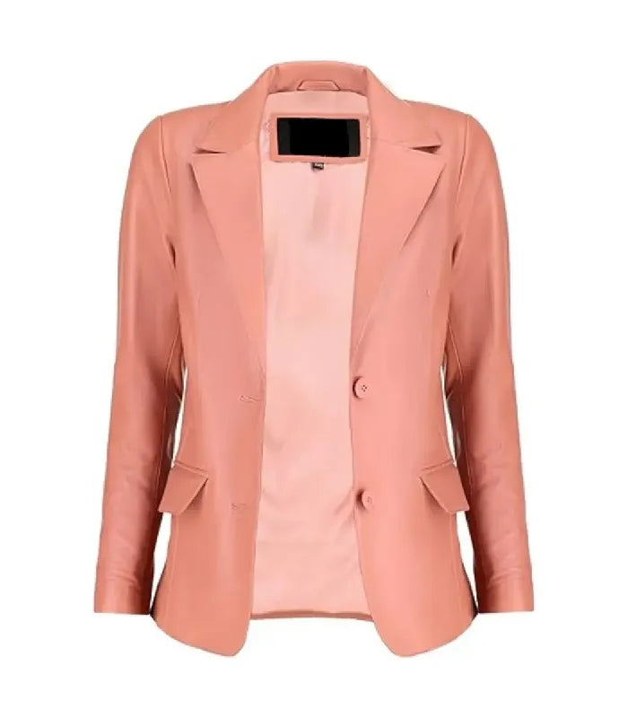 Detail view of Women's's Pink Leather Blazer