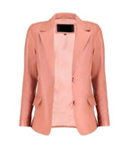 Detail view of Women's's Pink Leather Blazer