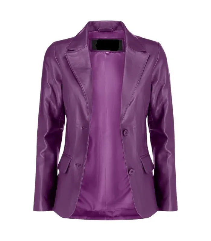 Detail view of Women's's Purple Leather Blazer