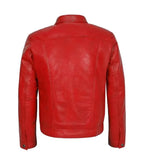 Back view of Red Leather Trucker Jacket