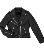 Side view of Black Snake-Embossed Leather Biker Jacket