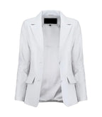 Detail view of Women's's White Leather Blazer