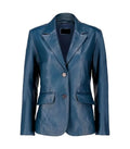 Front view of Women's's Blue Leather Blazer