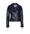 Front view of Women's's Brando Black Leather Biker Jacket