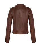Back view of Women's's Brown Classic Biker Leather Jacket