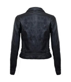 Back view of Women's's Classic Black Biker Leather Jacket