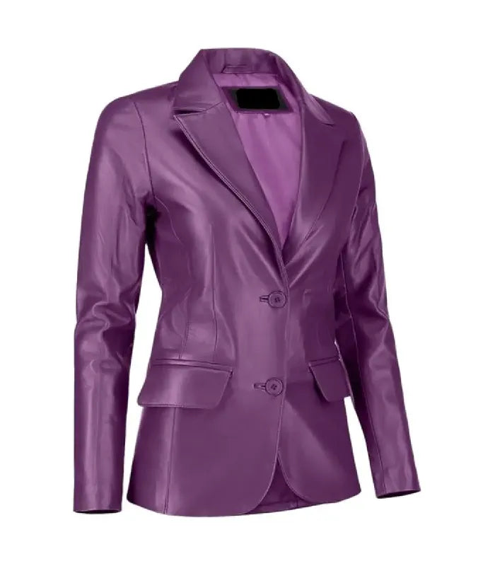Side view of Women's's Purple Leather Blazer