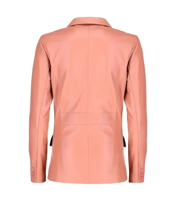 Back view of Women's's Pink Leather Blazer