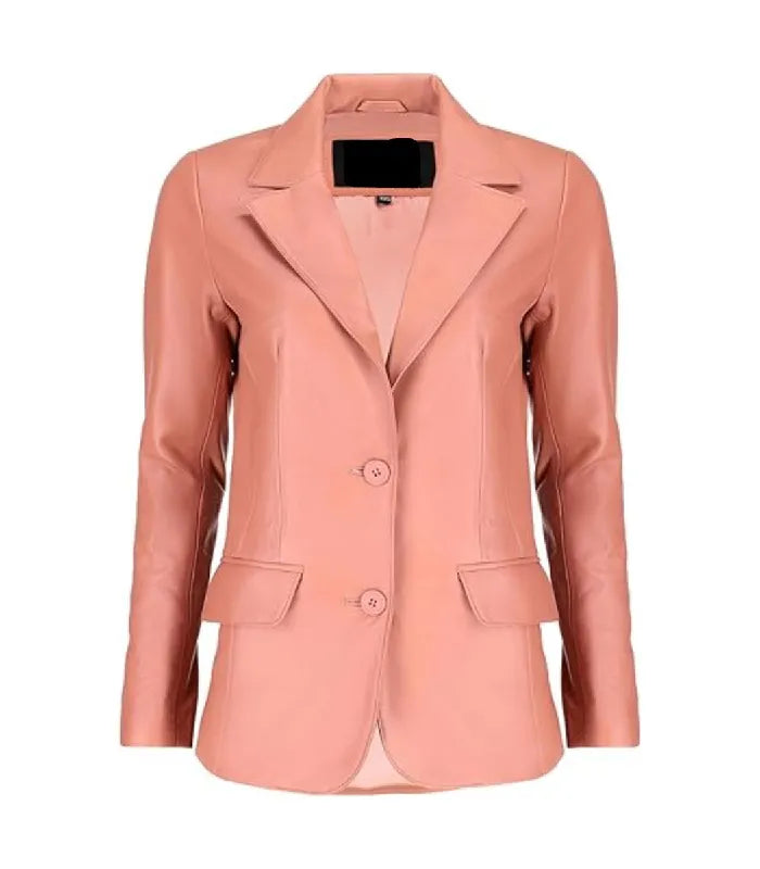 Front view of Women's's Pink Leather Blazer