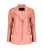 Front view of Women's's Pink Leather Blazer