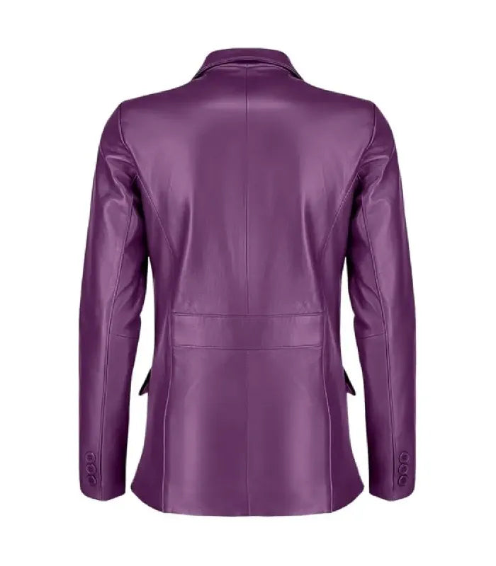 Back view of Women's's Purple Leather Blazer
