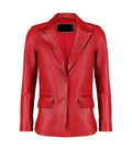 Front view of Women's's Red Leather Blazer