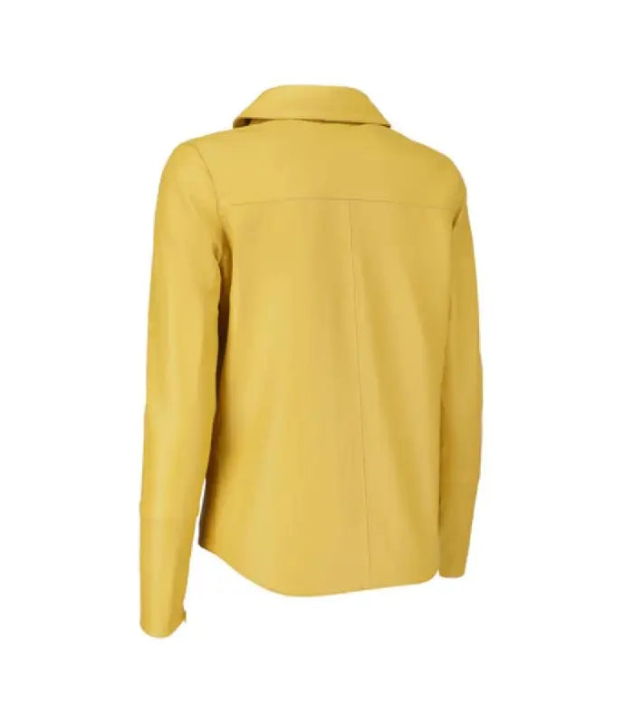 Side view of Yellow Shirt-Style Leather Jacket