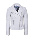 Front view of White Leather Biker Jacket