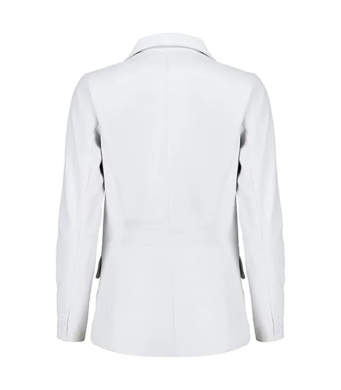 Back view of Women's's White Leather Blazer