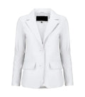 Front view of Women's's White Leather Blazer