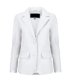 Front view of Women's's White Leather Blazer