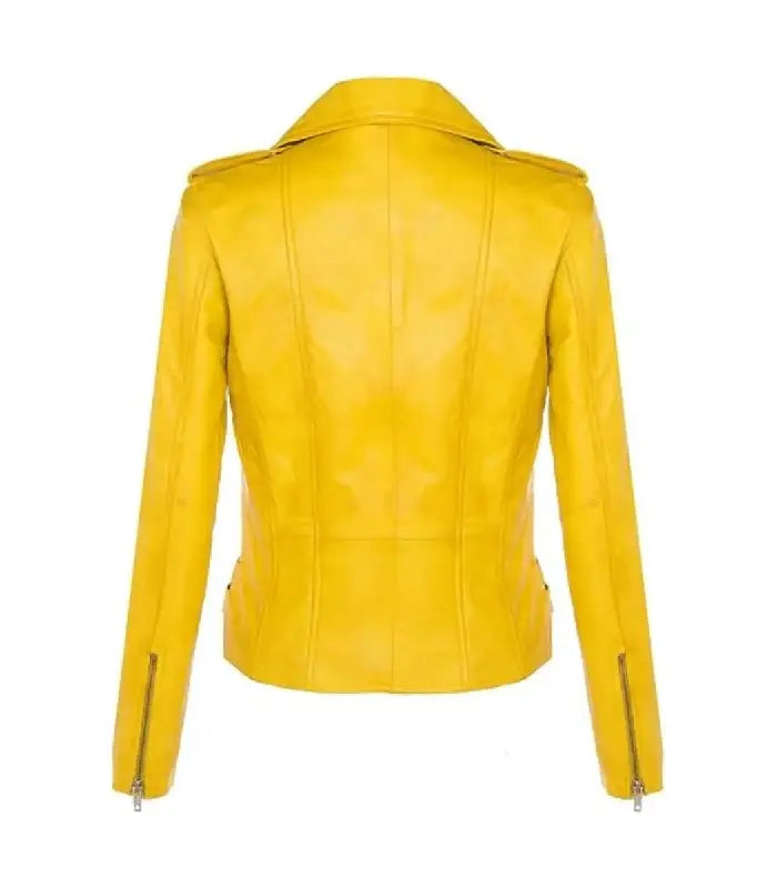 Side view of Women's's Yellow Classic Moto Jacket
