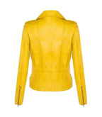 Side view of Women's's Yellow Classic Moto Jacket