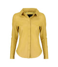 Front view of Yellow Shirt-Style Leather Jacket