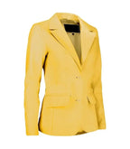 Side view of Women's's Yellow Leather Blazer