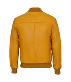 Back view of Yellow Leather Bomber Jacket